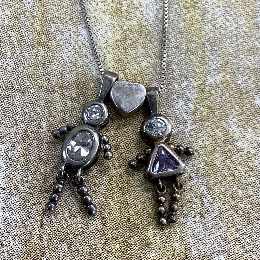 Birthstone Brats Babies Necklace 925 Chain Boy Clear Girl Purple Stone Bead